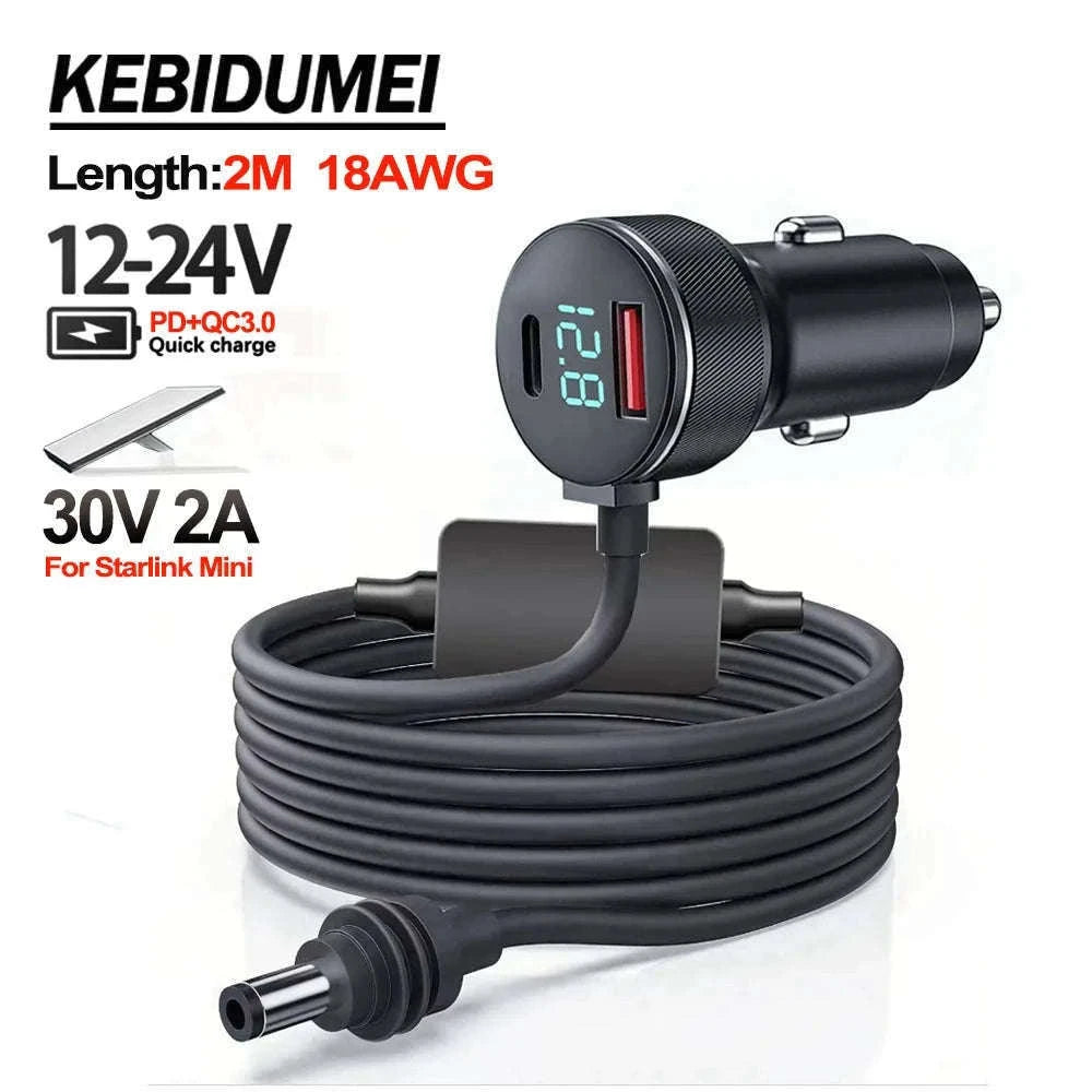 Waterproof 12V-24V to 30V Step Up Power Adapter with Digital Voltmeter-2 Meters 30V 2A