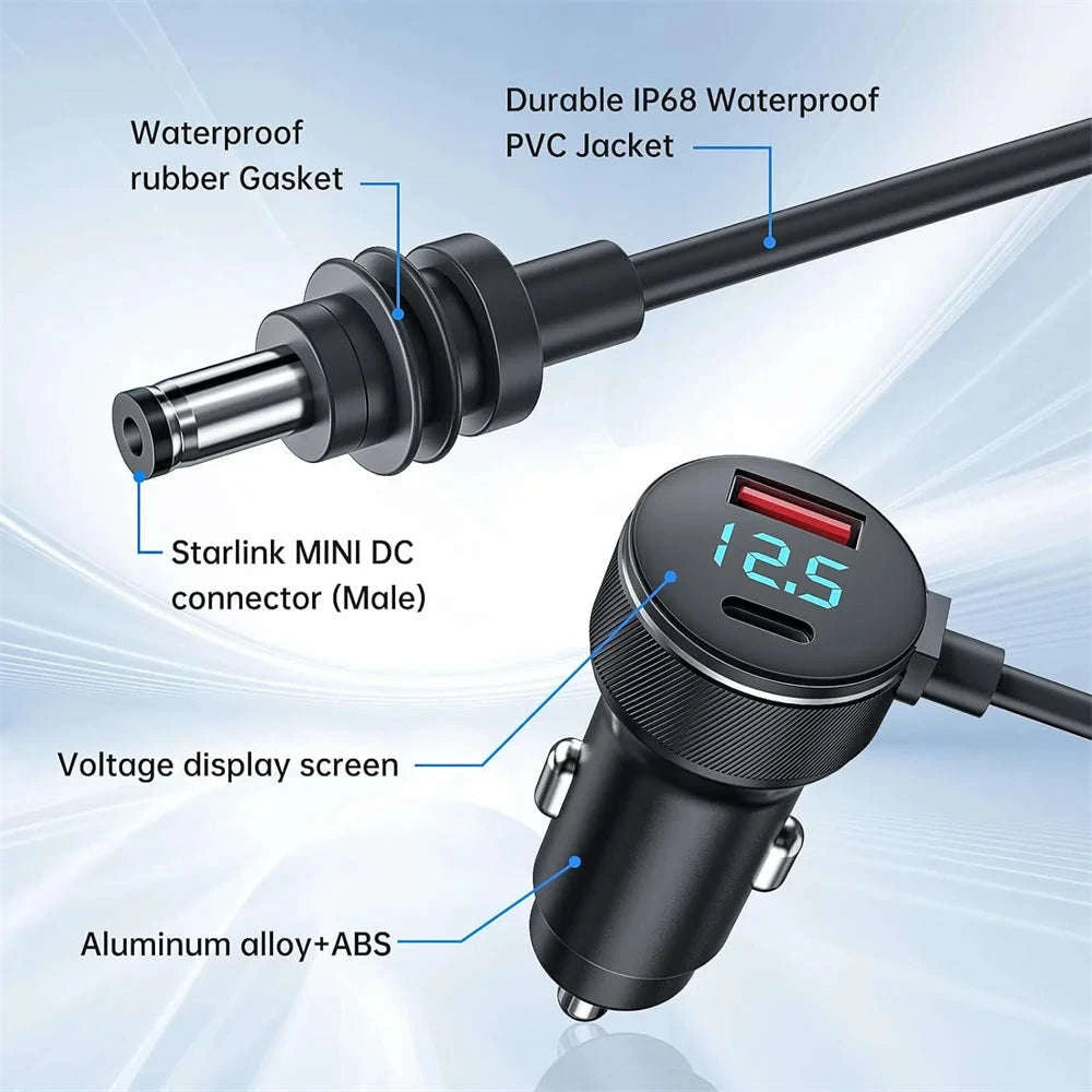 Waterproof 12V-24V to 30V Step Up Power Adapter with Digital Voltmeter-2 Meters 30V 2A