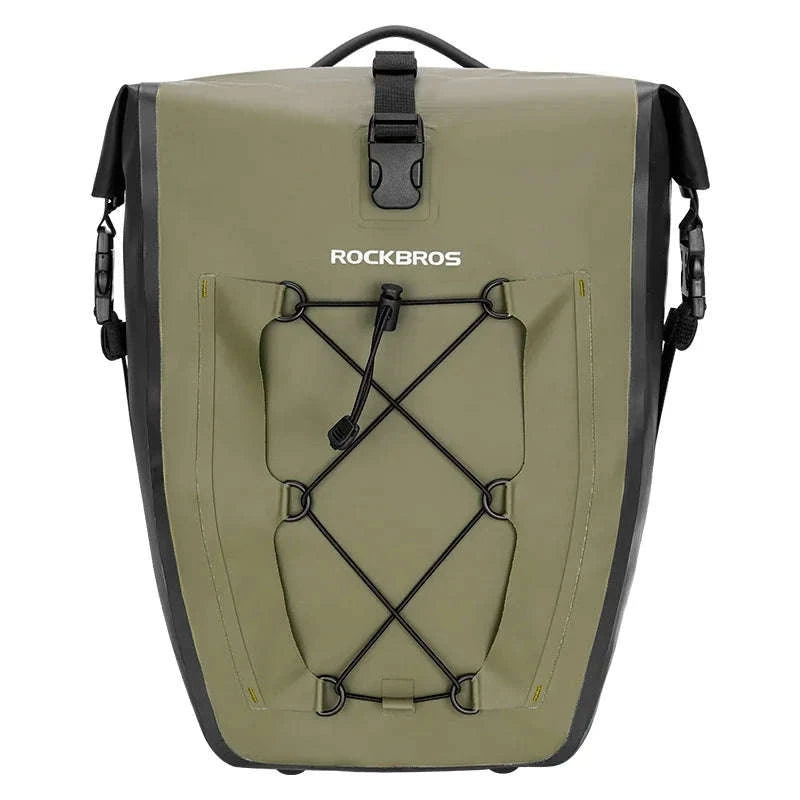 Waterproof 25L Bike Rack Bag with Roll Top & Storage Pockets-30140022004