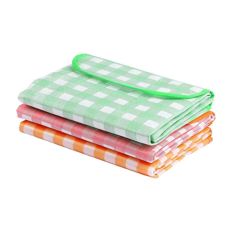 Waterproof Beach Mat Folding Mattress Portable Lightweight Picnic Mat-Yellow grid / 100-150cm