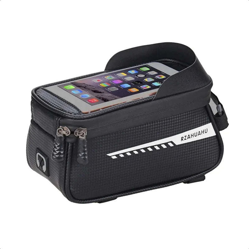 Waterproof Bicycle Phone Bag with Touchscreen Front Tube Mount-Red Style B