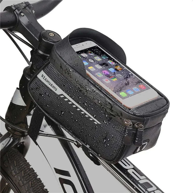 Waterproof Bicycle Phone Bag with Touchscreen Front Tube Mount-Red Style B