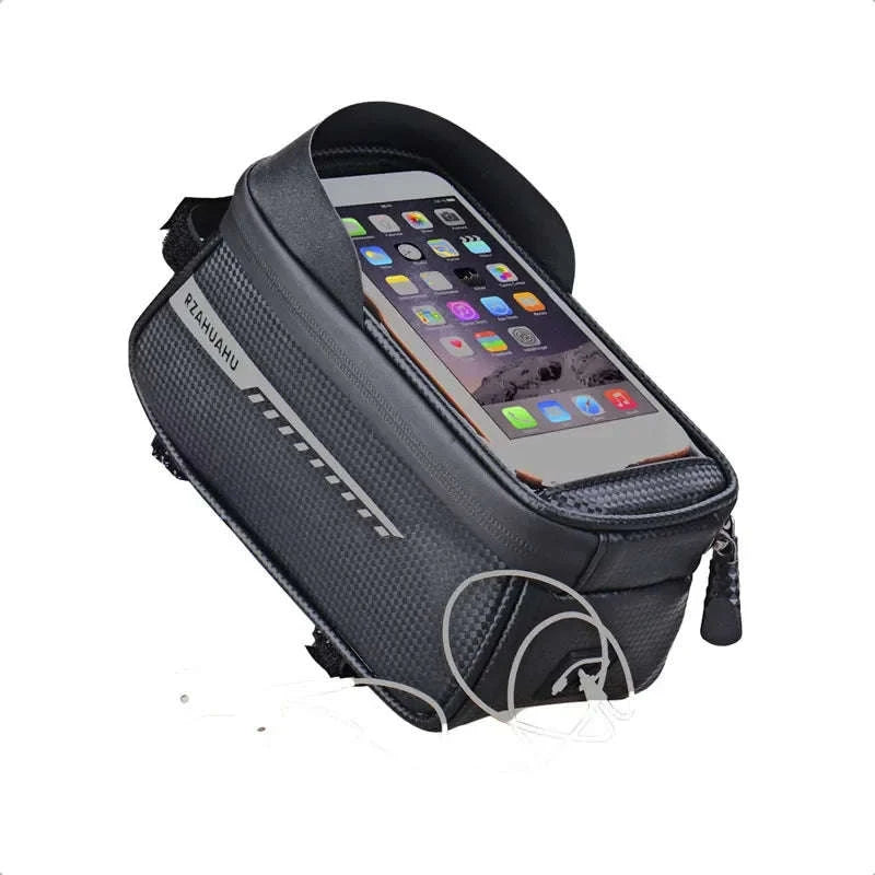 Waterproof Bicycle Phone Bag with Touchscreen Front Tube Mount-Red Style B