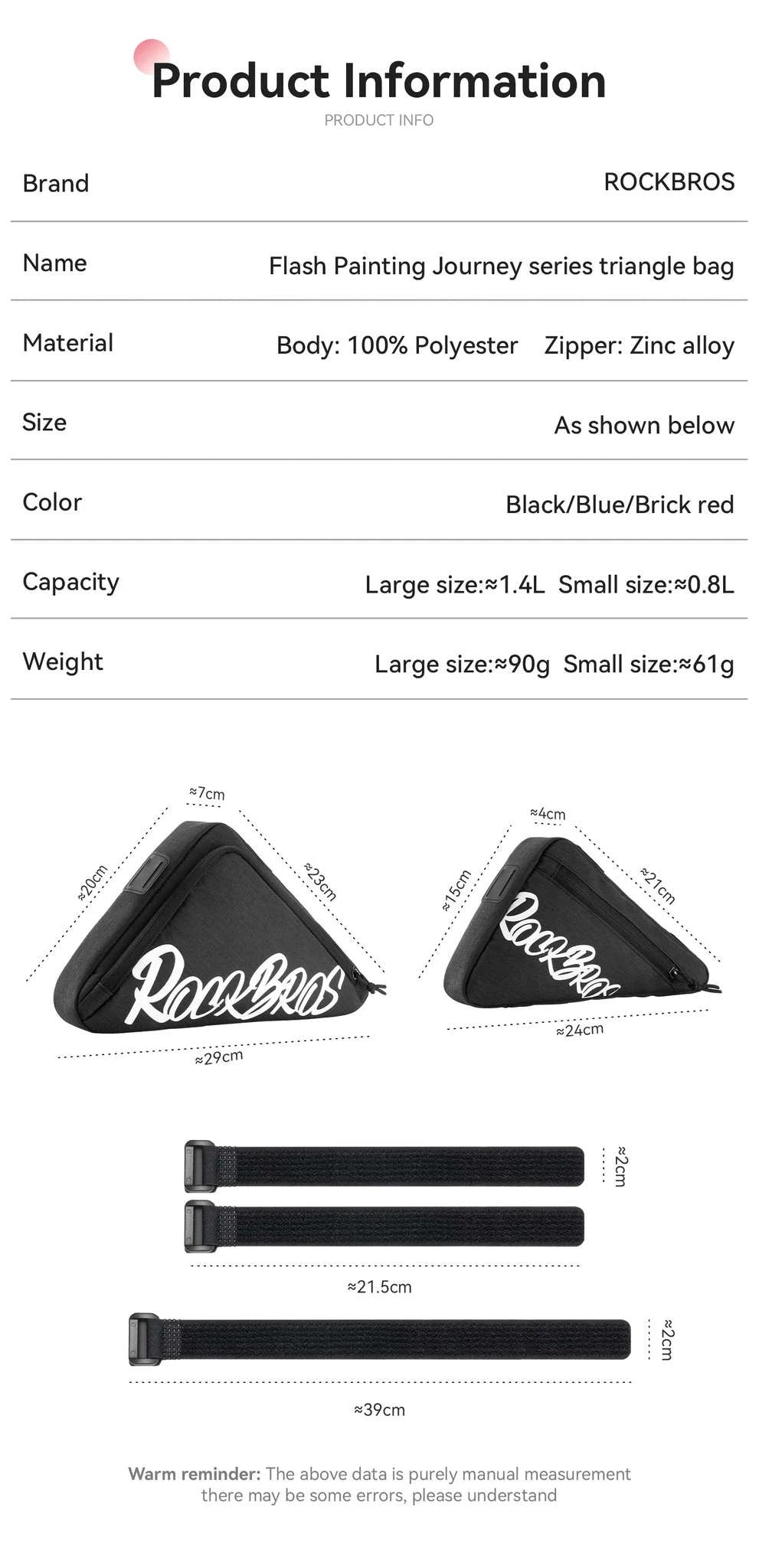 Waterproof Bicycle Top Tube Bag for Cycling Essentials-1.4L G002-3 / 0.8L