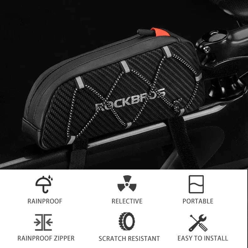 Waterproof Bike Frame Bag 1L Ultralight Front Tube Storage-039BK 1L
