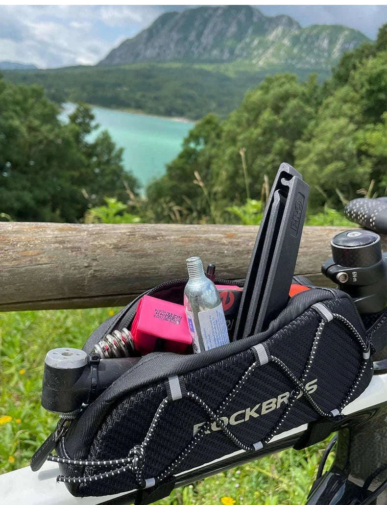 Waterproof Bike Frame Bag 1L Ultralight Front Tube Storage-039BK 1L