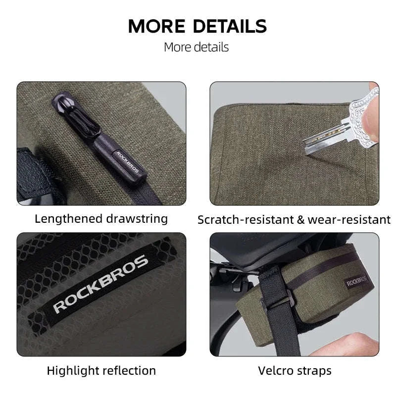 Waterproof Bike Saddle Bag 0.4L Lightweight MTB Road Tail Bag-AS-137 Khaki / About 0.4L
