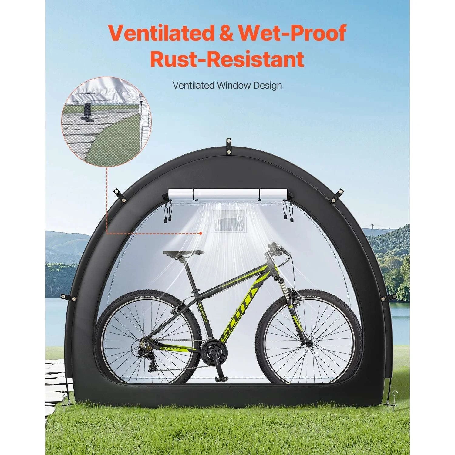 Waterproof Bike Storage Tent with Vent Window and Fiberglass Frame-Single Side Opening / United States