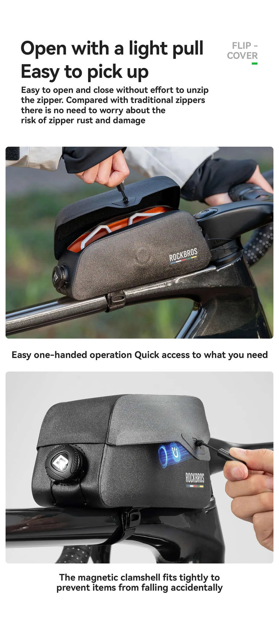 Waterproof Bike Top Tube Bag for Easy Frame Storage-0.6L