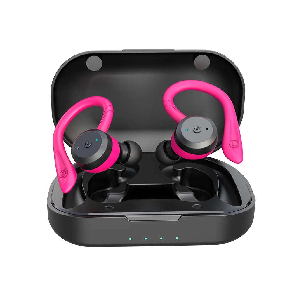 Waterproof Bluetooth 5.0 Sport Earbuds with 20H Playtime & Dual Wear Fit-Pink