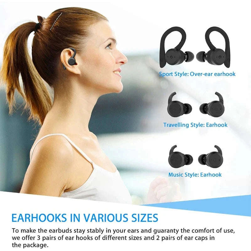Waterproof Bluetooth 5.0 Sport Earbuds with 20H Playtime & Dual Wear Fit-Pink