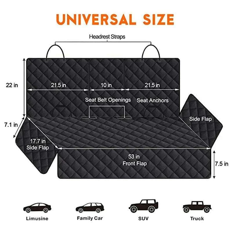 Waterproof Car Dog Seat Cover for Back Seat-black
