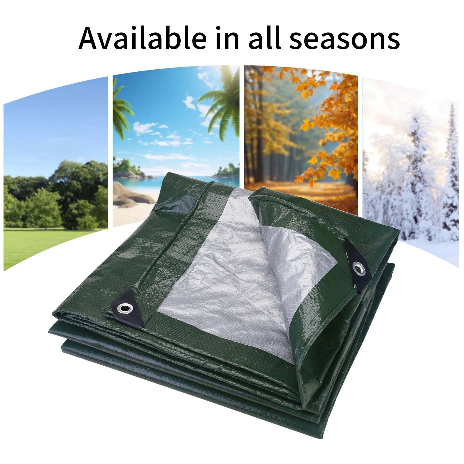 Waterproof Heavy Duty Tarpaulin Outdoor Cover-Green and Ropes / 3x4M