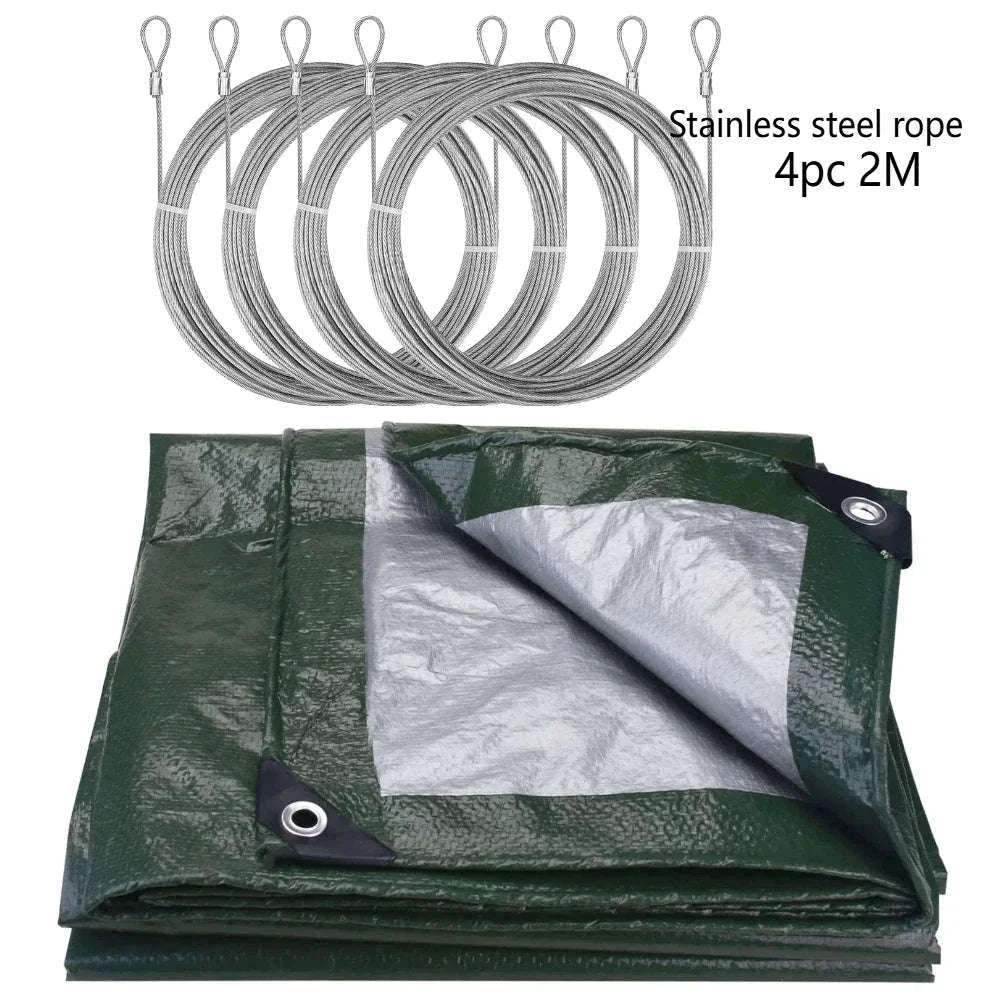 Waterproof Heavy Duty Tarpaulin Outdoor Cover-Green and Ropes / 3x4M