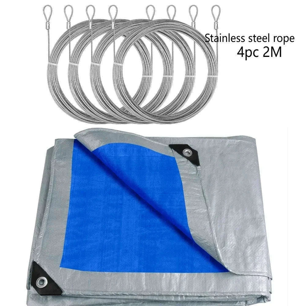 Waterproof Heavy Duty Tarpaulin Outdoor Cover-Green and Ropes / 3x4M