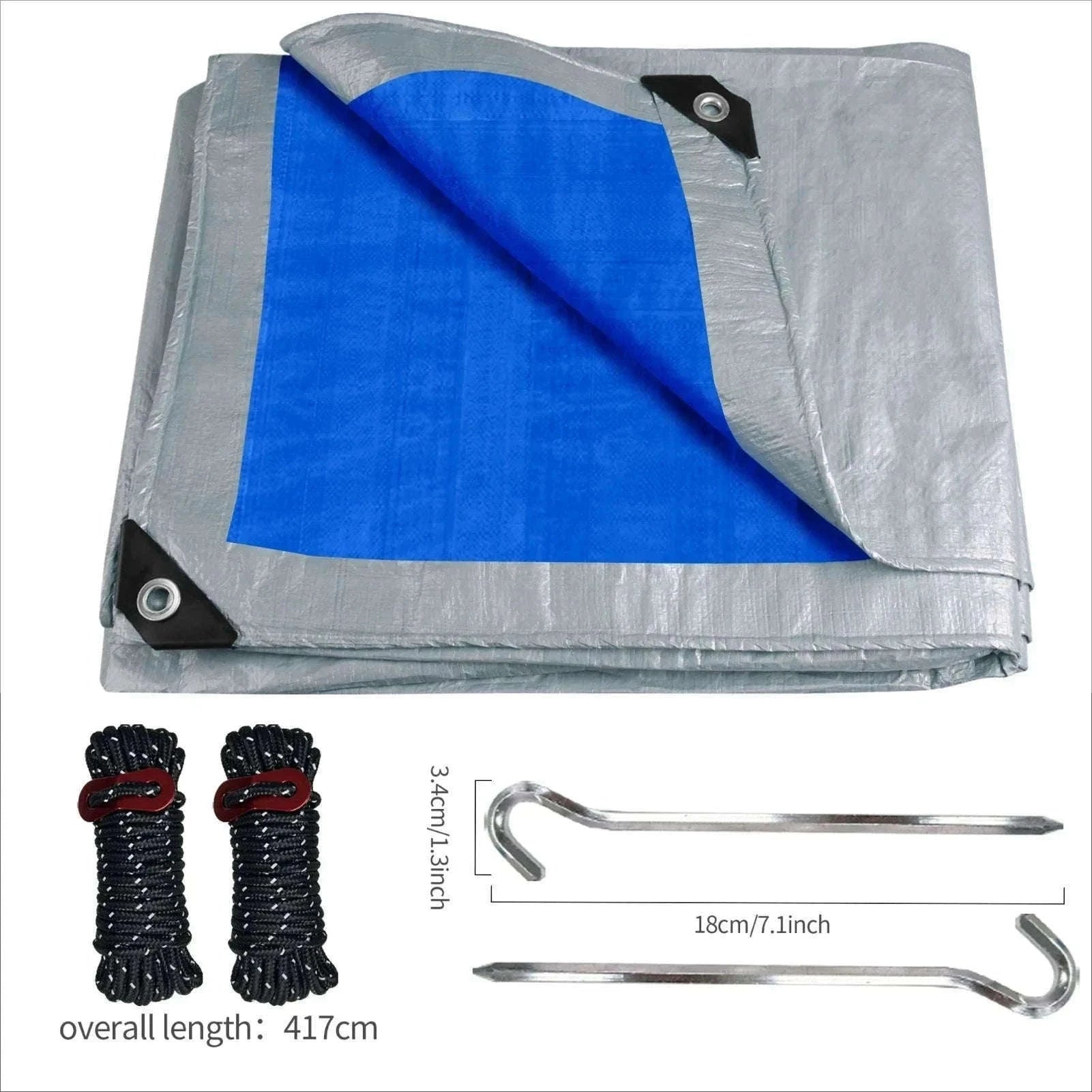Waterproof Heavy Duty Tarpaulin Outdoor Cover-Green and Ropes / 3x4M