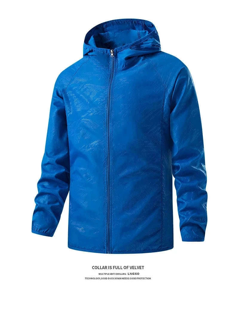 Waterproof Hiking Jacket with Packable Carry Pouch-Unisex Sky Blue / M