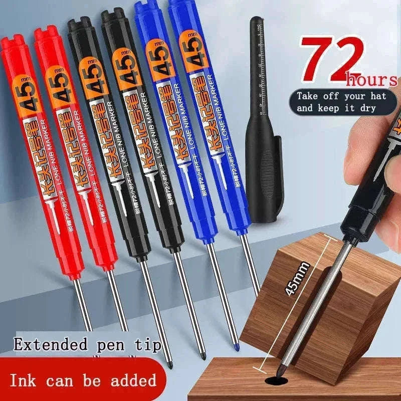 Waterproof Long Head Marker Pen Set for Deep Hole Marking-10 mix