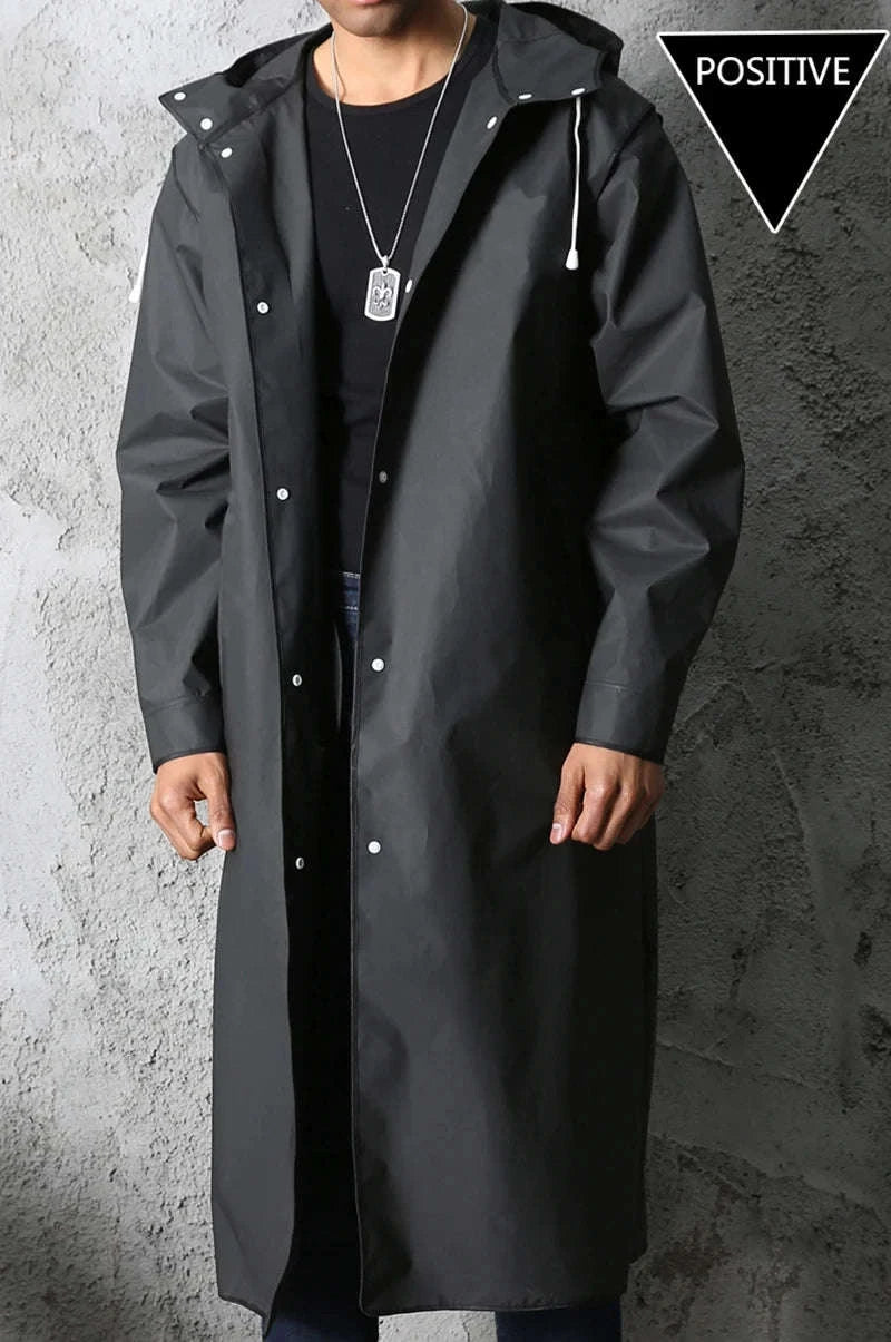 Waterproof Long Raincoat for Outdoor Protection-black / XXL