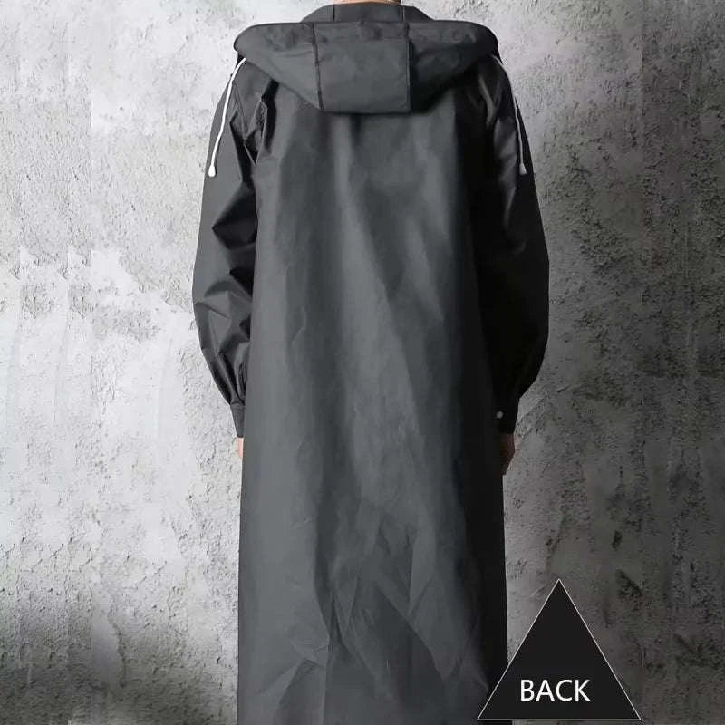 Waterproof Long Raincoat for Outdoor Protection-black / XXL