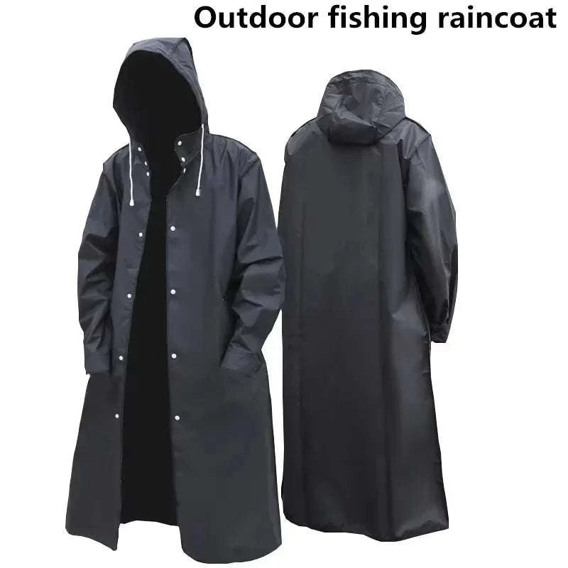 Waterproof Long Raincoat for Outdoor Protection-black / XXL
