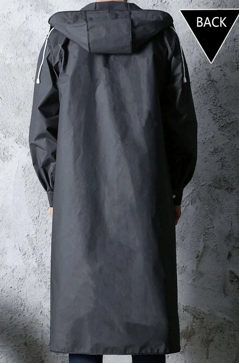 Waterproof Long Raincoat for Outdoor Protection-black / XXL