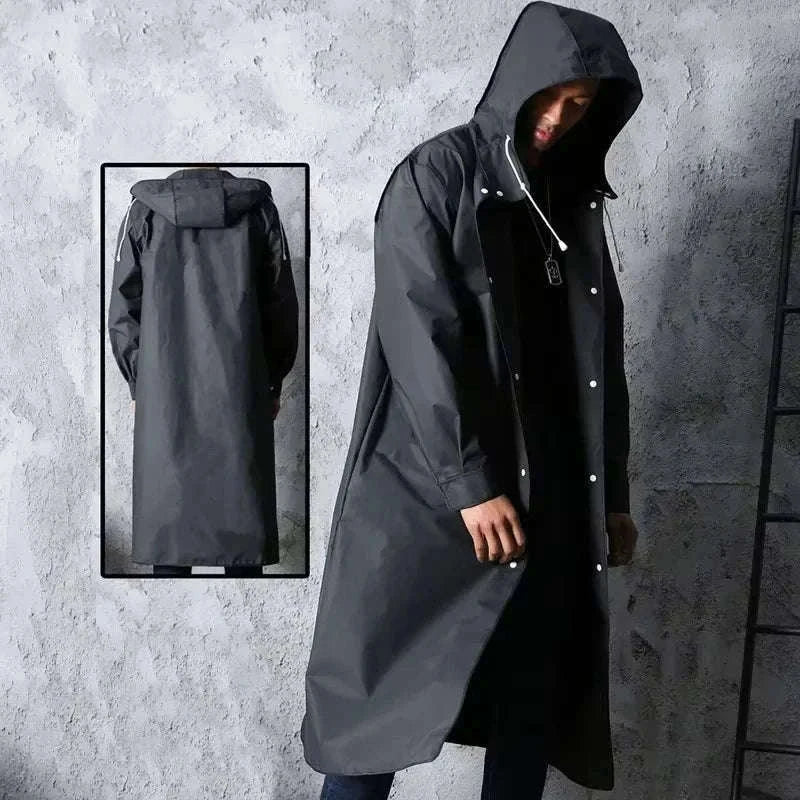 Waterproof Long Raincoat for Reliable Rain Protection-black / XXL