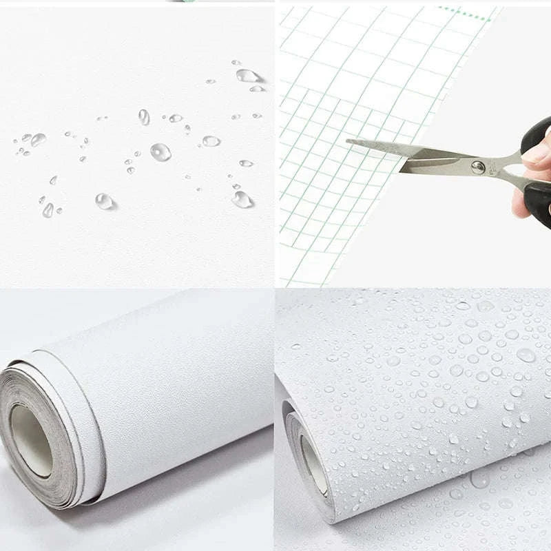 Waterproof Matte Wallpaper Self-Adhesive Vinyl Roll-400cmx55cm / White