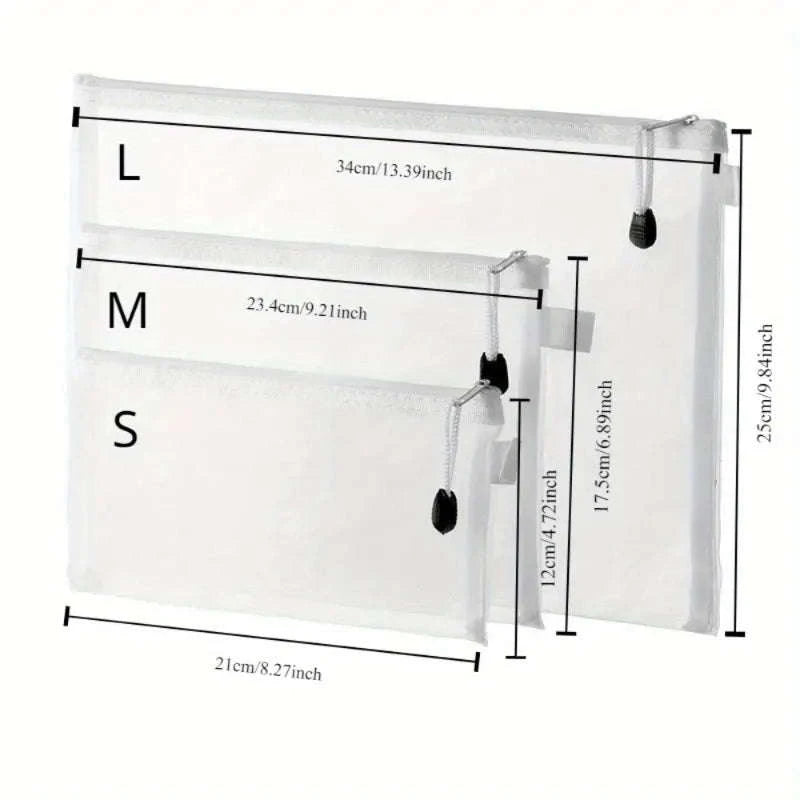 Waterproof Mesh Zipper Pouch Set (5pcs)-5pc-L / China Mainland