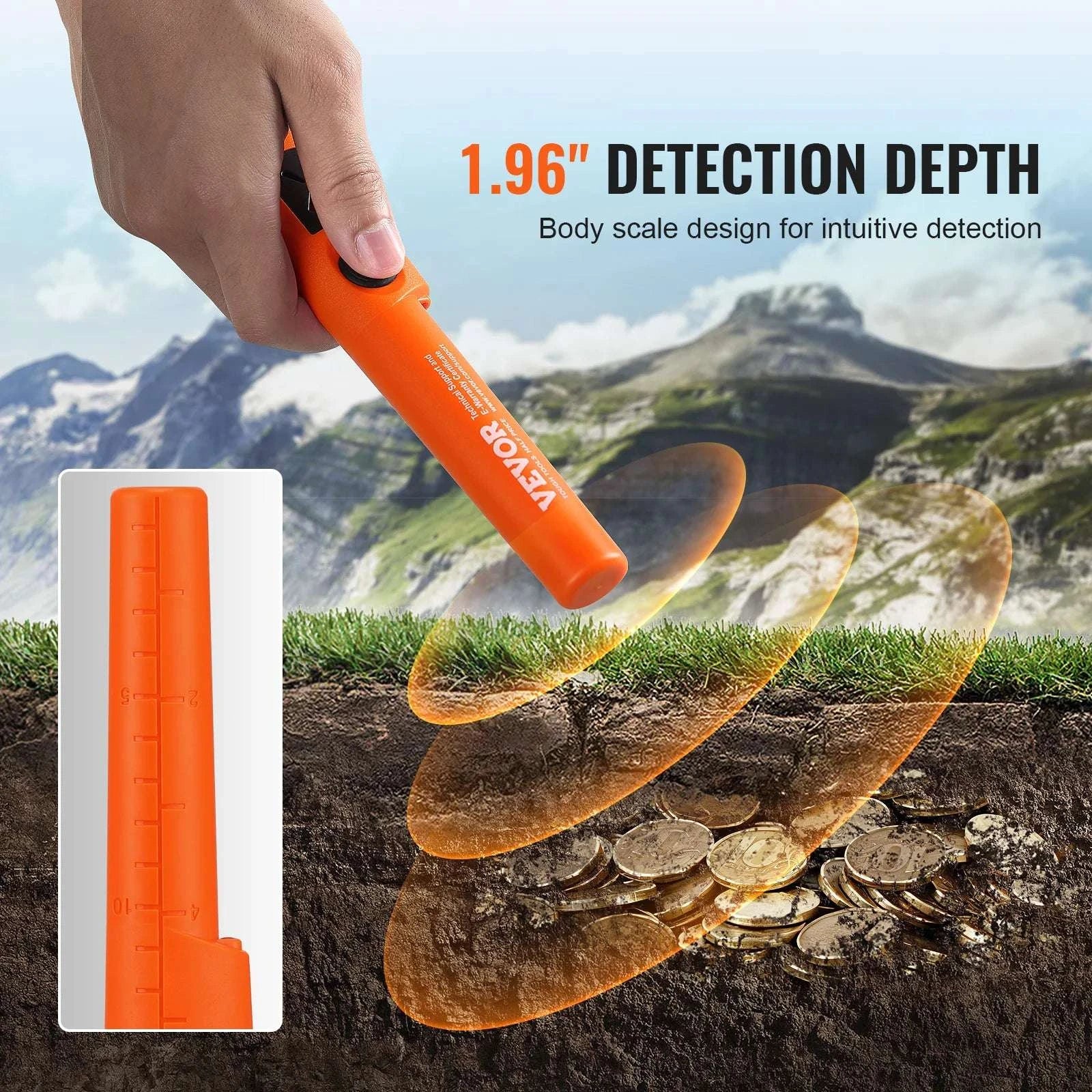 Waterproof Metal Detector Pinpointer Wand with 3 Modes-TS102 IP68 / United States