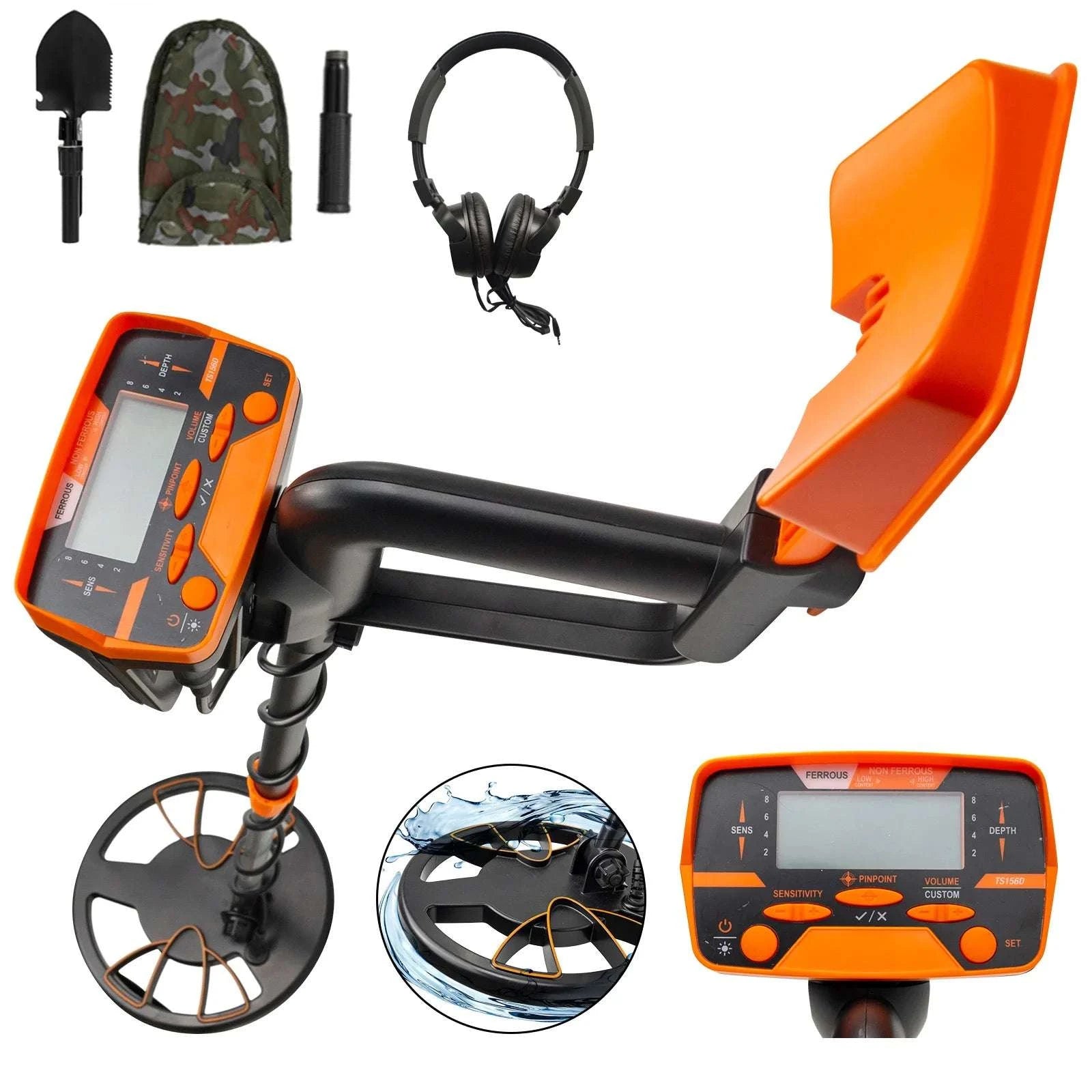 Waterproof Metal Detector with LCD Display & Adjustable Shaft-