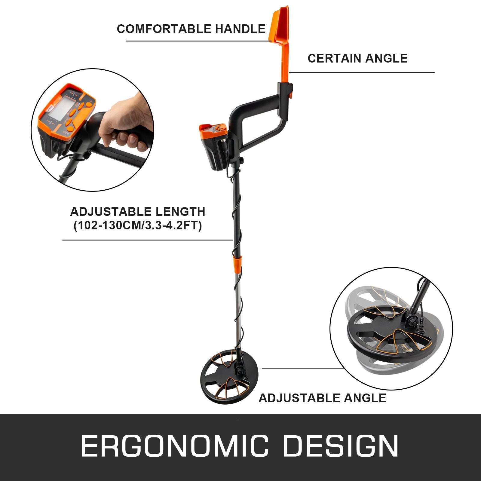 Waterproof Metal Detector with LCD Display & Adjustable Shaft-United States