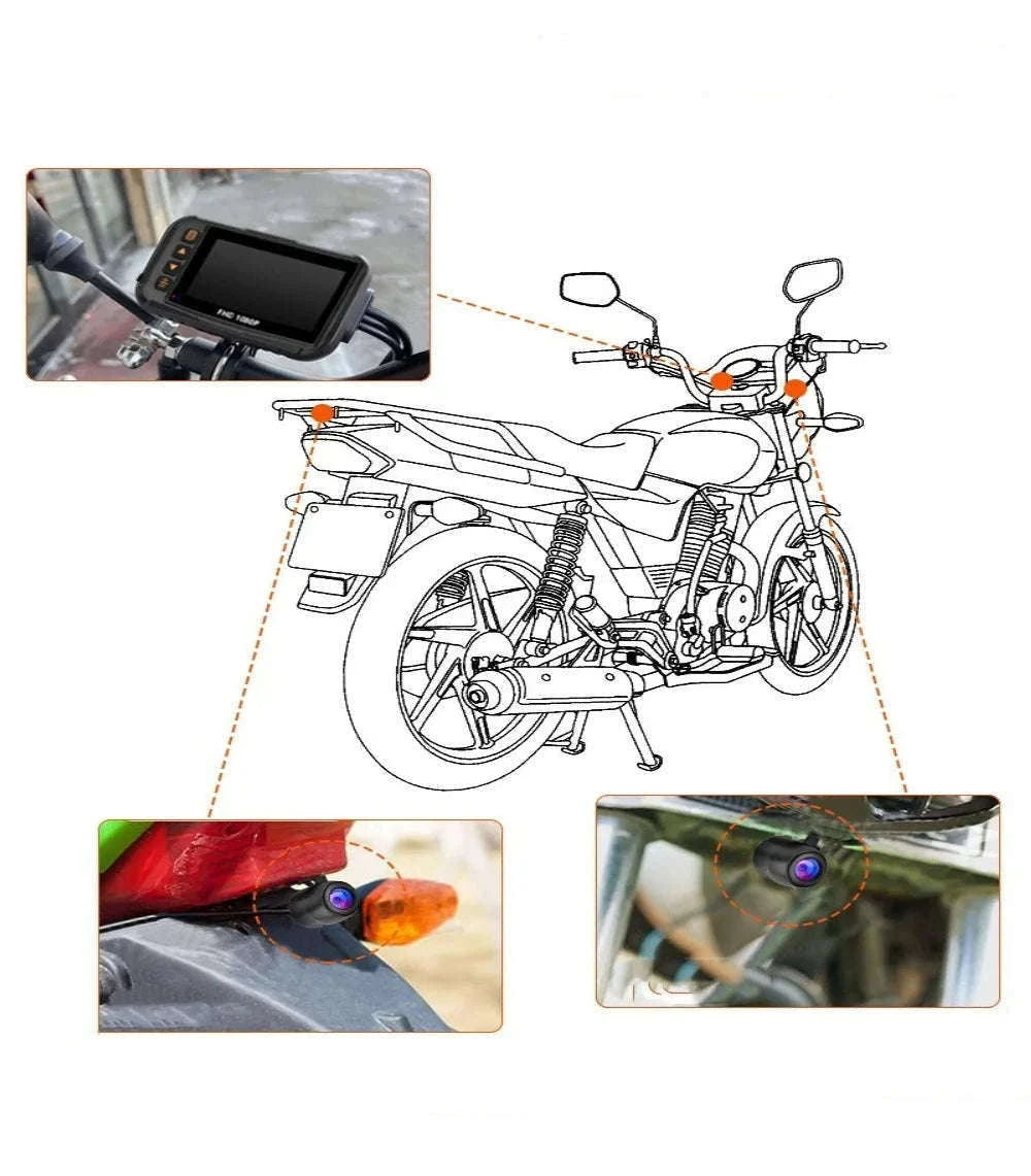 Waterproof Motorcycle Dashcam DVR with Front and Rear Cameras-Italy