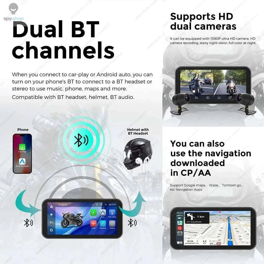 Waterproof Motorcycle GPS with 6.25" Display and DVR-No recorder