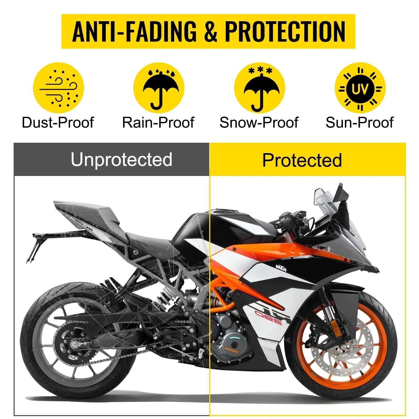 Waterproof Motorcycle Shelter Tent with Steel Frame 106" Storage Cover-United States