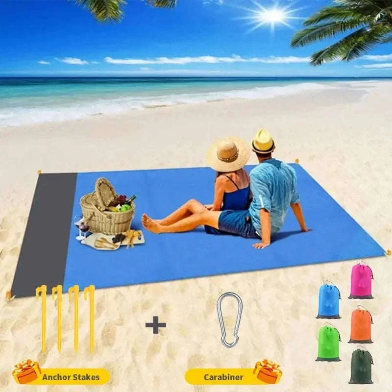 Waterproof Pocket Beach Mat – Compact, Sand‑Free Outdoor Blanket-Orange