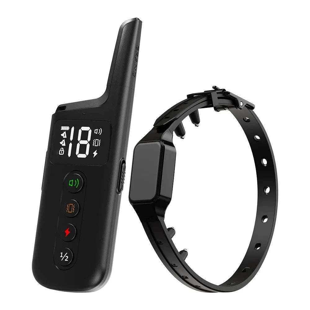 Waterproof Rechargeable Dog Training Collar with 500m Remote Control-black