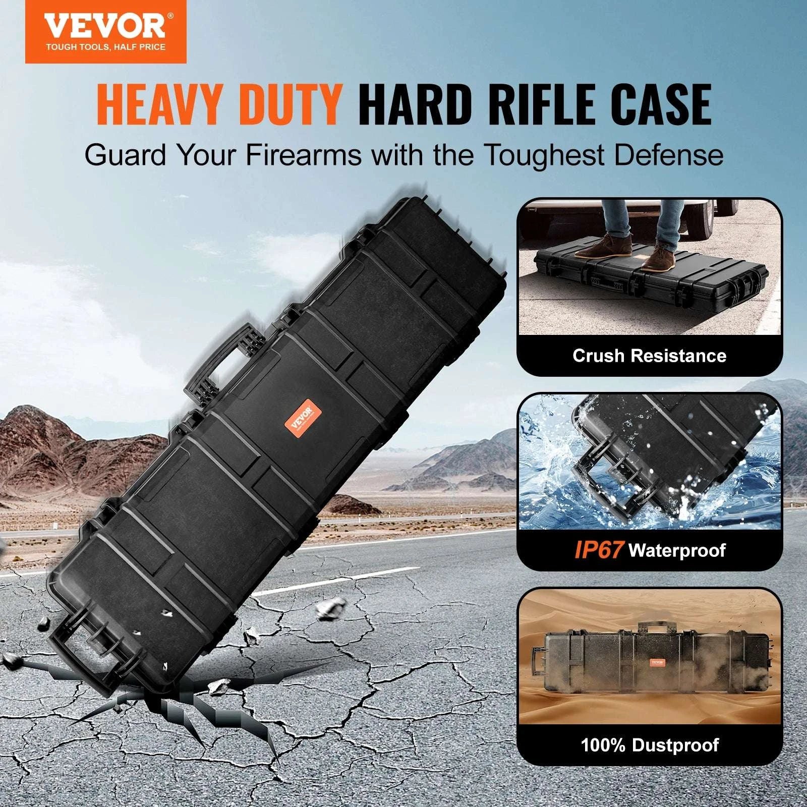 Waterproof Rifle Hard Case with Wheels & Custom Foam Storage-42 in / United States