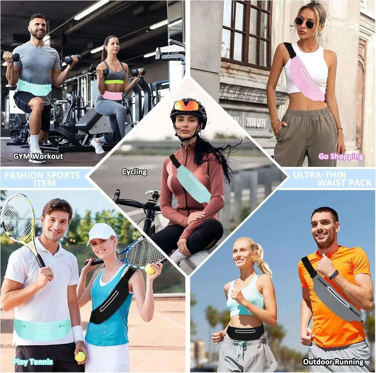 Waterproof Running Waist Pack with Adjustable Anti-Slip Belt-Black