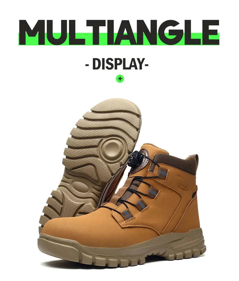 Waterproof Safety Boots Men Indestructible Steel Toe Work Boots-680-Yellow / 45