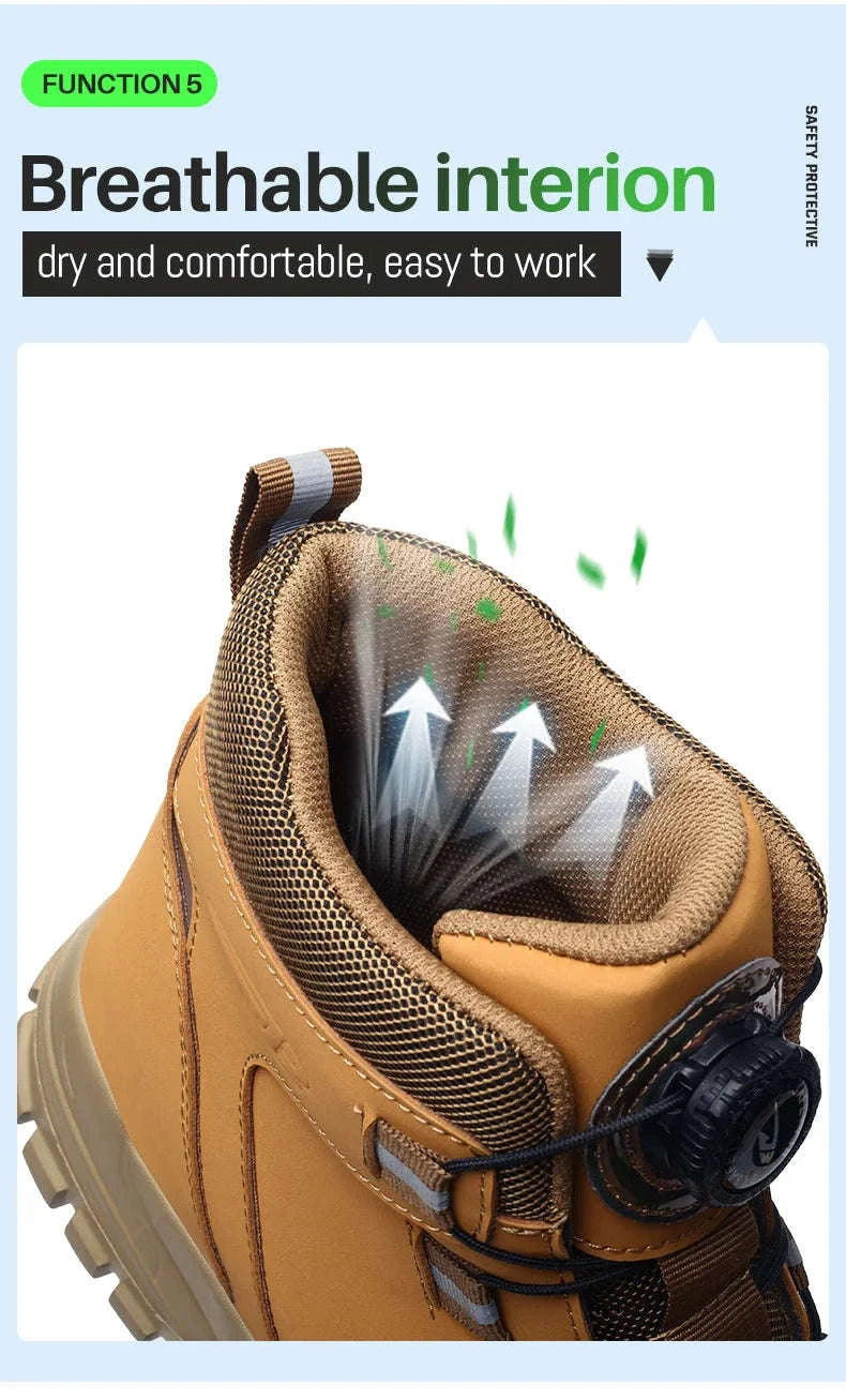 Waterproof Safety Boots Men Indestructible Steel Toe Work Boots-680-Yellow / 45