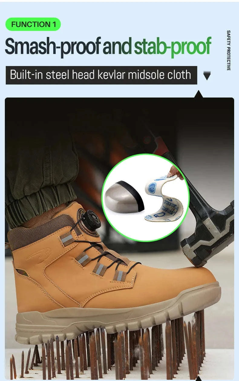 Waterproof Safety Boots Men Indestructible Steel Toe Work Boots-680-Yellow / 45