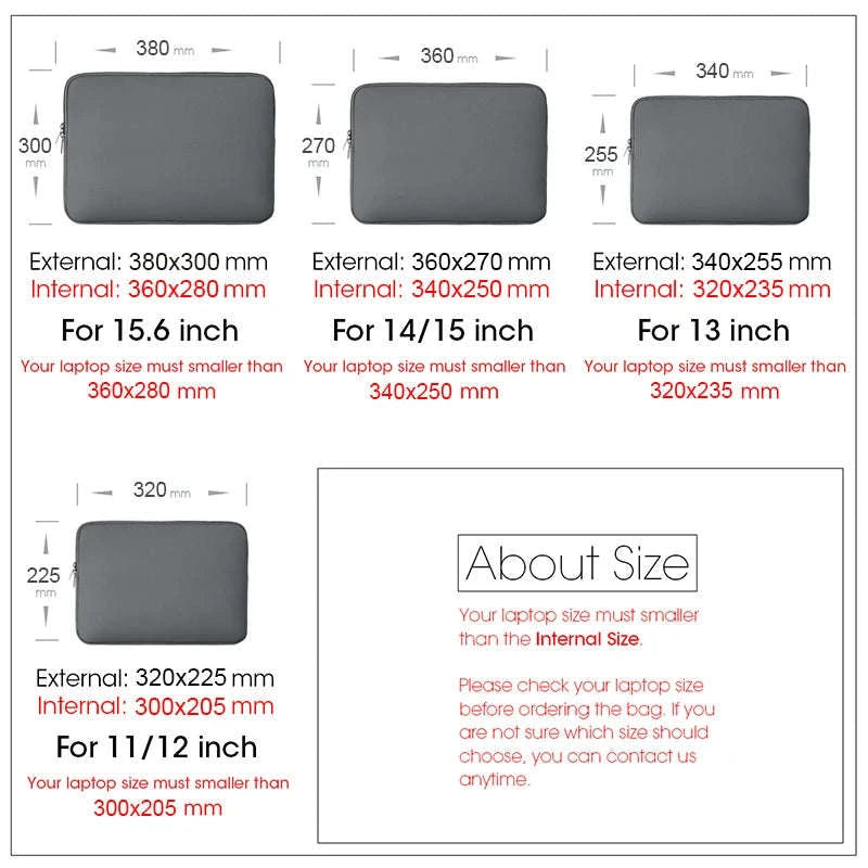 Waterproof Shockproof Laptop Sleeve-Black / For 15.6 Inch