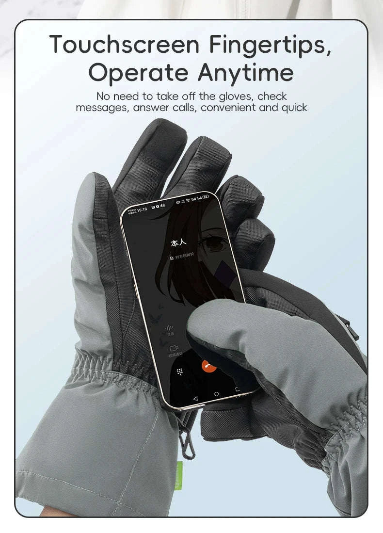 Waterproof Ski Gloves with Touchscreen & Anti-Slip Grip-014-S347-PK / XL
