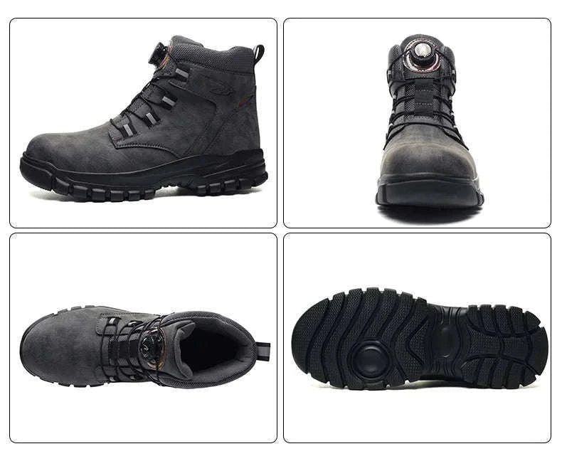 Waterproof Steel Toe Work Boots for Men with Ankle Support-680-Yellow / 45