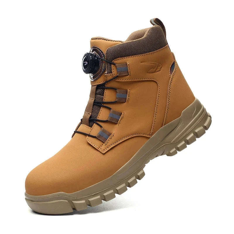 Waterproof Steel Toe Work Boots for Men with Ankle Support-680-Yellow / 45