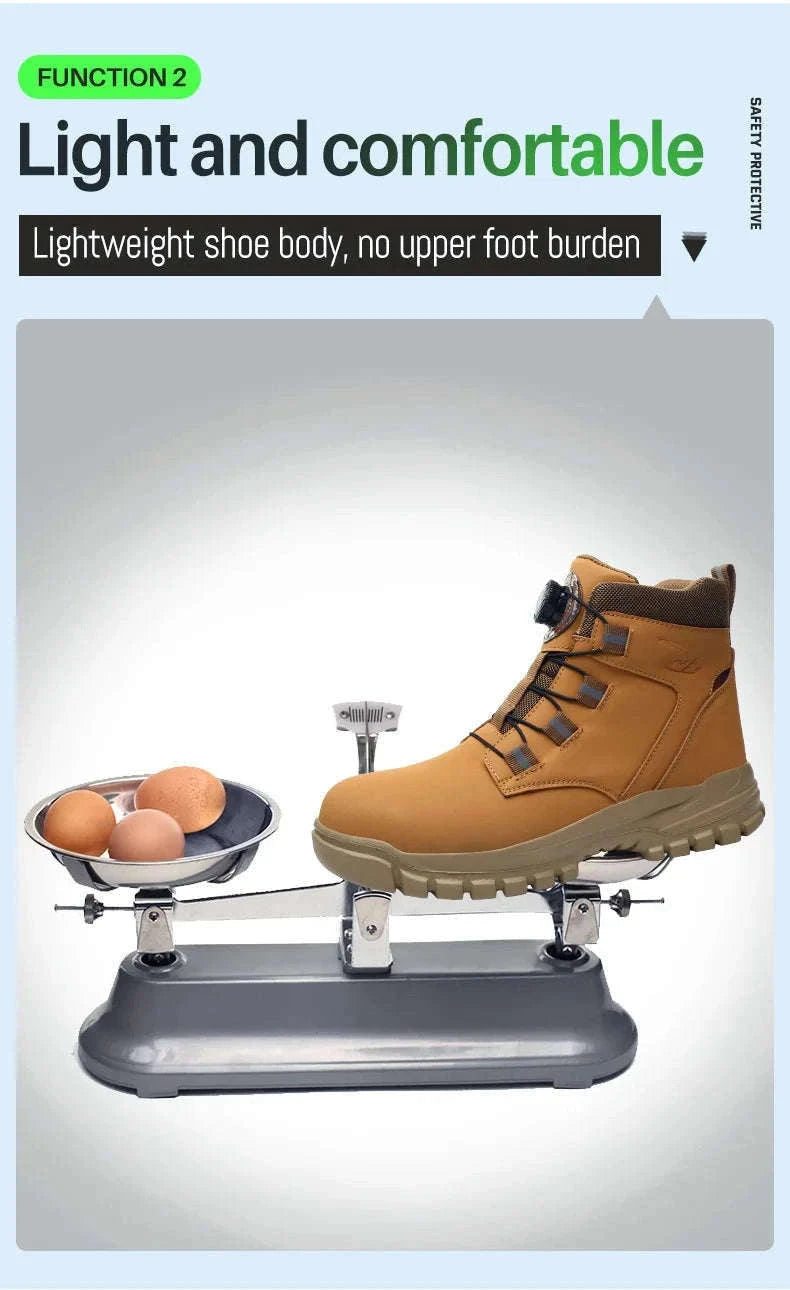 Waterproof Steel Toe Work Boots for Men with Ankle Support-680-Yellow / 45