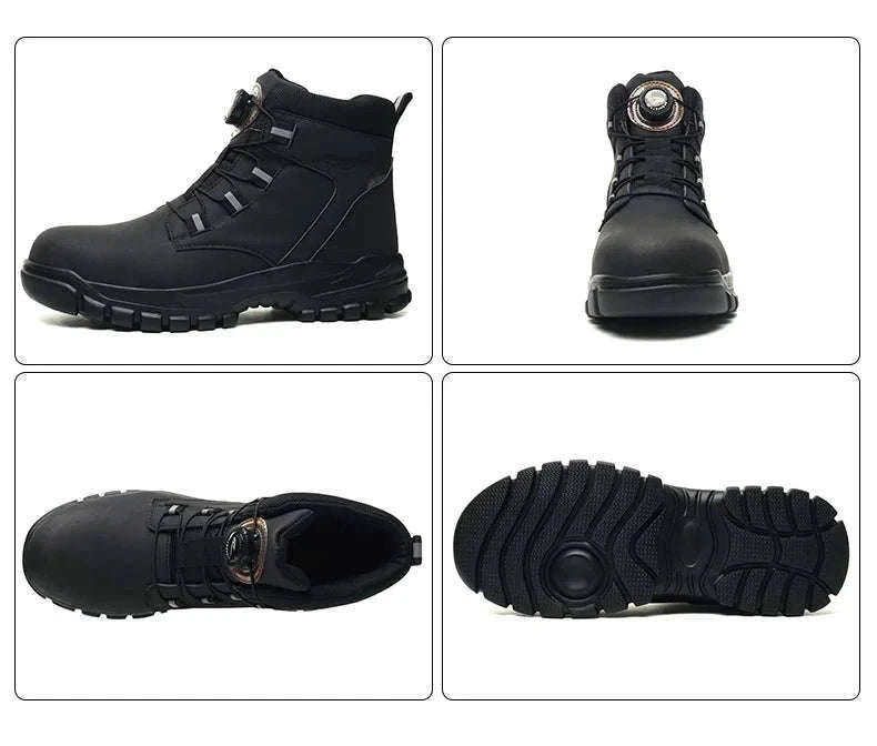 Waterproof Steel Toe Work Boots for Men with Ankle Support-680-Yellow / 45
