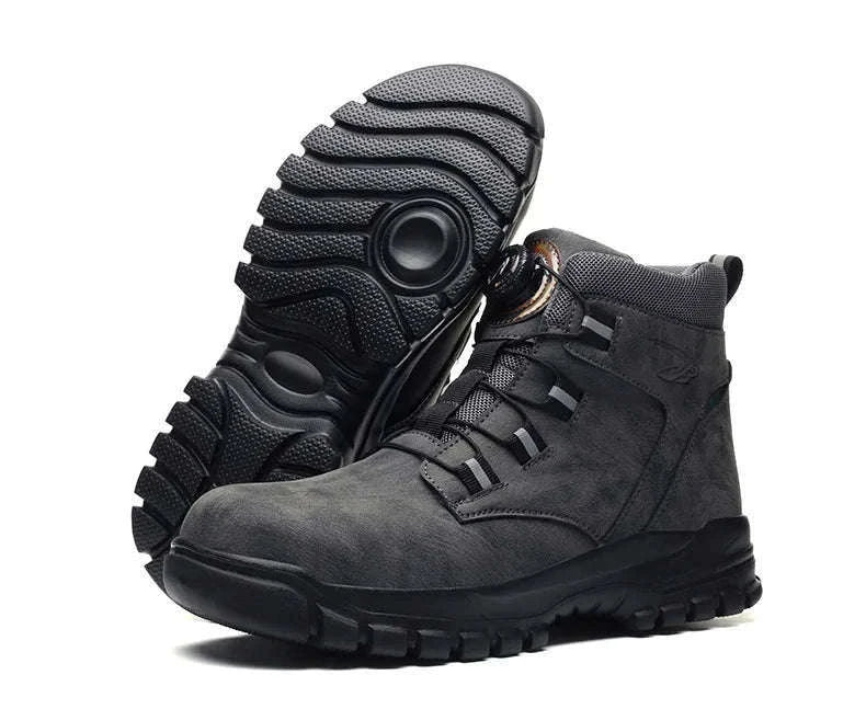 Waterproof Steel Toe Work Boots for Men with Ankle Support-680-Yellow / 45