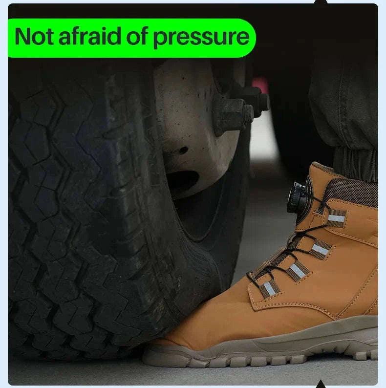 Waterproof Steel Toe Work Boots for Men with Ankle Support-680-Yellow / 45